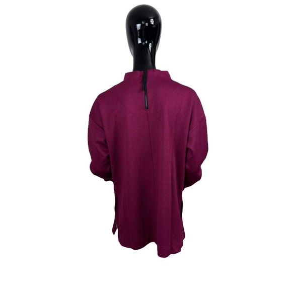 Leveler The Chase Women's Large Burgundy Mock Neck Long Sleeve Ribbed Top - Picture 8 of 15